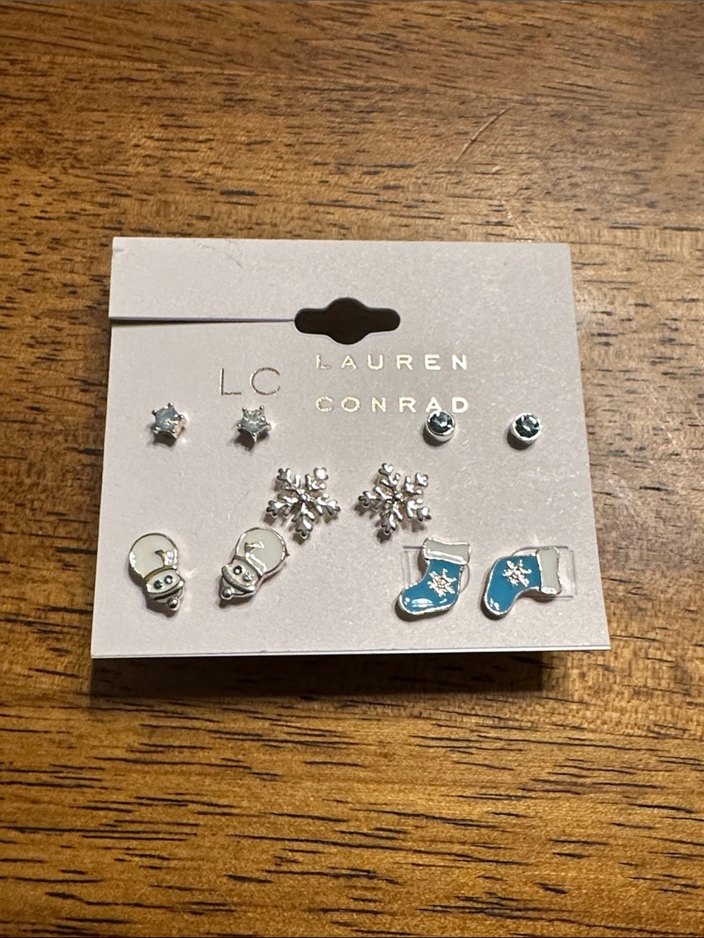 LC Lauren Conrad Blue and Silver Holiday Kids Earring Set - 6 Pairs
